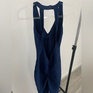 Navy blue low back scrunched Capri Jumpsuit